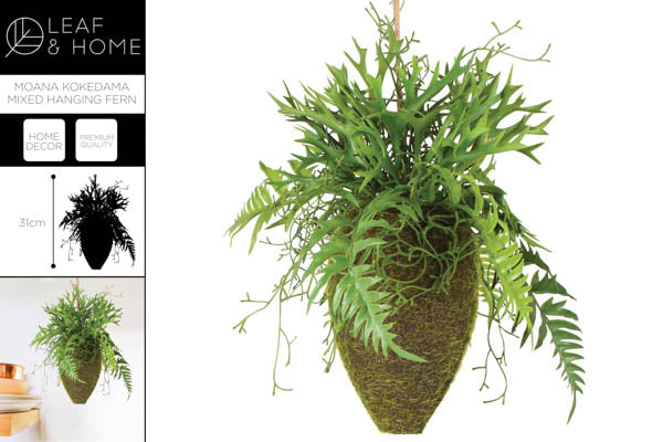 31CM FERN MOANA KOKEDAMA FAUX