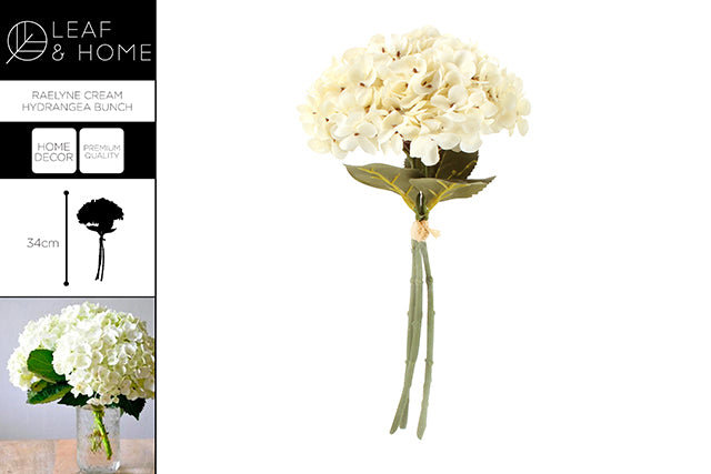 *** 34CM CREAM HYDRANGEA BUNCH FAUX