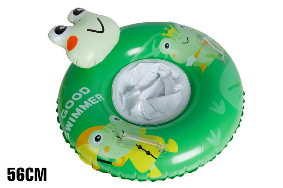 KIDS INFLATABLE SWIM RING WITH SEAT 56CM FROG DESIGN