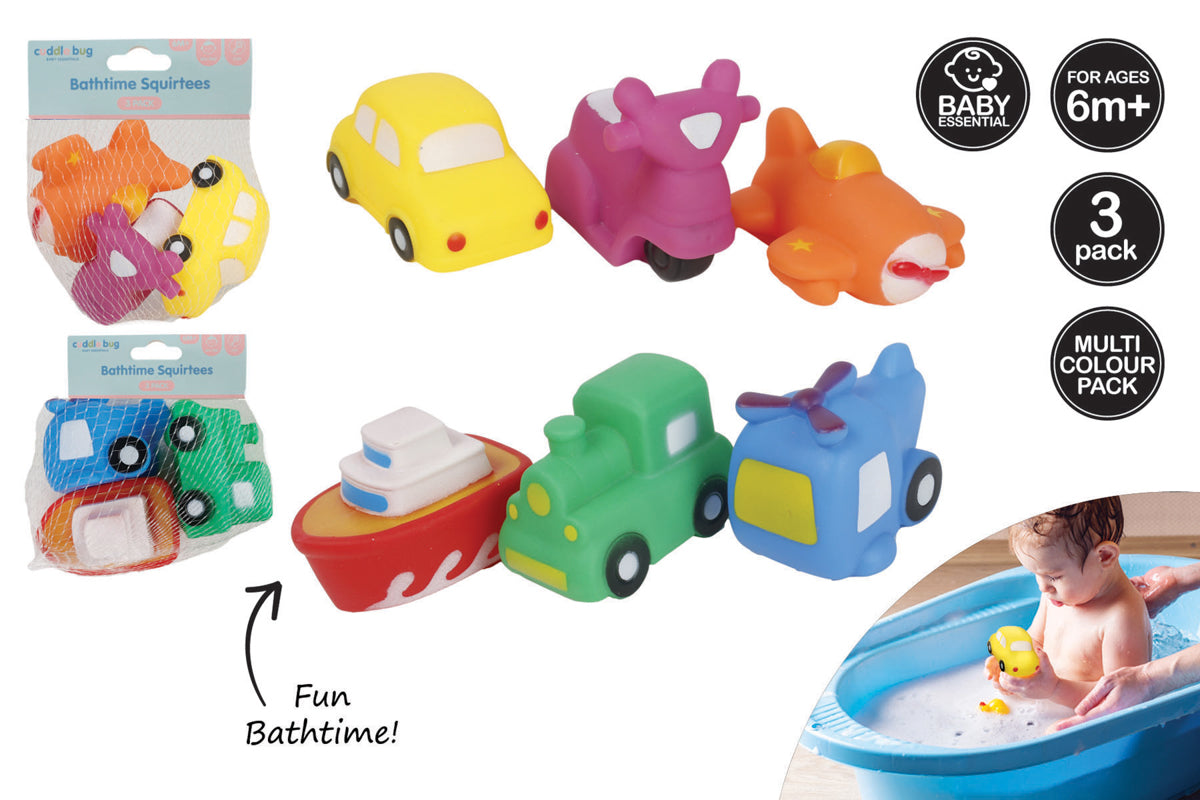 KIDS BATH TIME SQUIRTEES 3PACK ASST DESIGNS