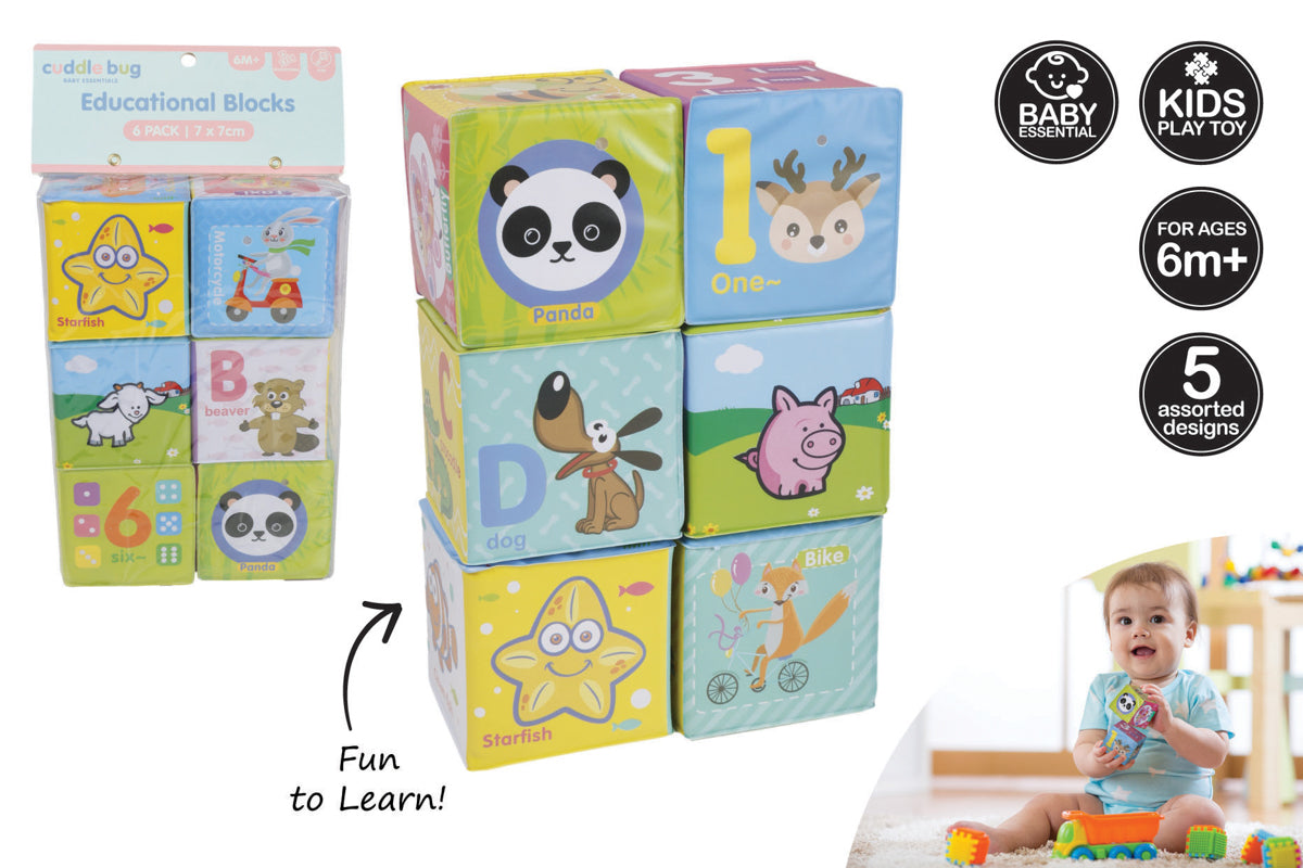 BABY EDUCATIONAL BLOCKS 6 PACK 7X7CM
