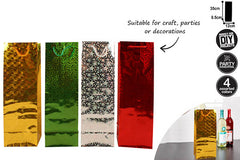 BOTTLE GIFT BAG HOLOGRAPHIC 4 ASST COLOURS 36X12X10CM