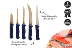 5PK FISH FILLET KNIFE SET WITH SHARPENER