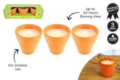 CANDLE 3PK CITRO IN POTS TERRACOTTA 9X9CM 75G