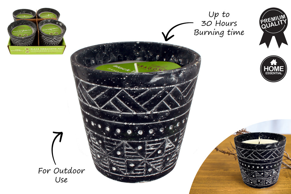 CANDLE CITRO IN BLACK POT 13X12CM 280G