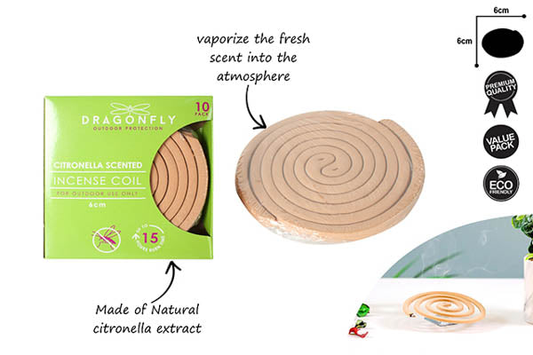10 PK 5 CITRONELLA SCENTED INCENSE COIL IN PDQ 10CM