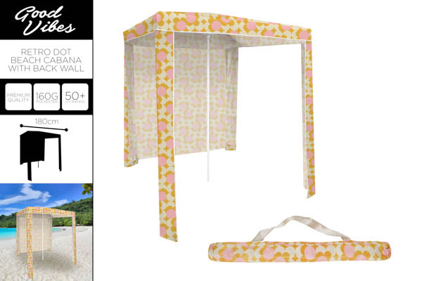 *** RETRO DOT BEACH CABANA POLYESTR W BACK WALL 180X180CM