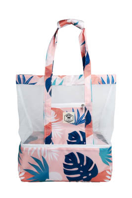 2 IN 1 BEACH COOLER BAG BLUSH PALM 45X44X18CM
