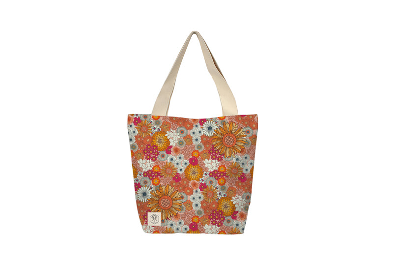 BEACH BAG W INNER POCKET ZIP CLSURE RETRO SUMMER 50X42X15CM