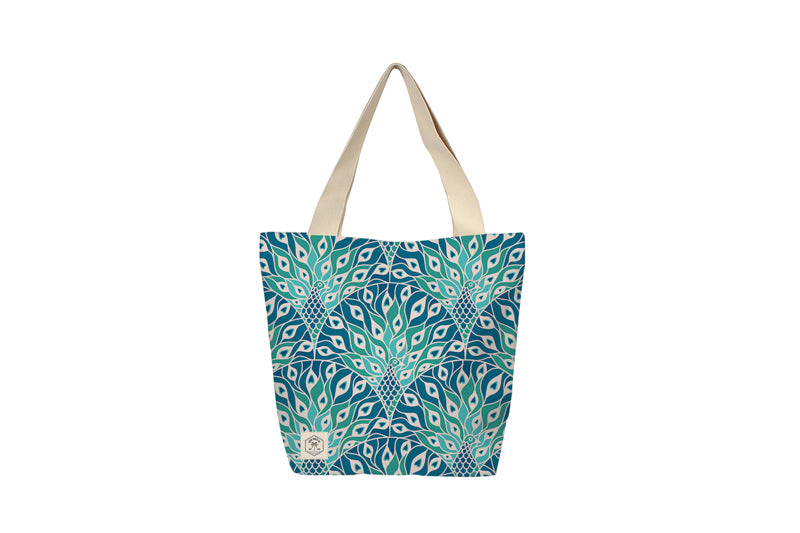 BEACH BAG W INNER POCKET ZIP PEACOCK PARADISE 50X42X15