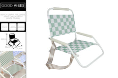 BEACH CHAIR FOLDABLE SAGE CHECK W WHITE FRME60X58X50CM