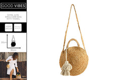 *** SHINE JUTE SHOULDER BAG WITH TASSEL 30 X 30 CM