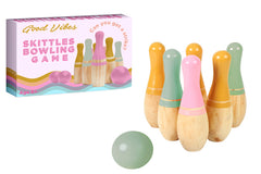 6 PIN SKITTLES BOWLING GAME PINE WOOD 46 X 19CM