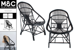 *** WILKES BLACK CANE CHAIR 88X60X40CM