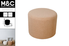 *** TALIA ROUND STOOL POUF TEDDY PLUSH BEIGE 52X52X41CM