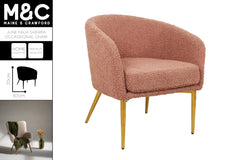 *** JUNE FAUX SHERPA OCCASSIONAL CHAIR 70 X 67 X50CM METAL LEGS