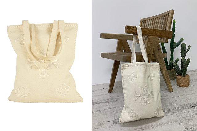 *** TOTE BEACH BAG COTTON 40X33CM EMBROIDED WOVEN