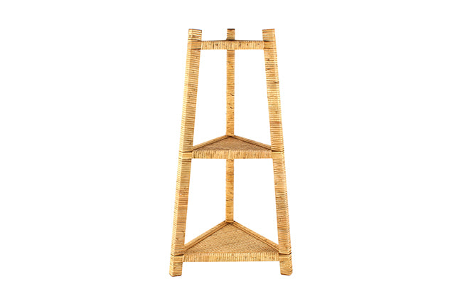 ILSE NATURAL RATTAN 3 TIER TRIANGLE SHELF 70 X 38 X 33 CM