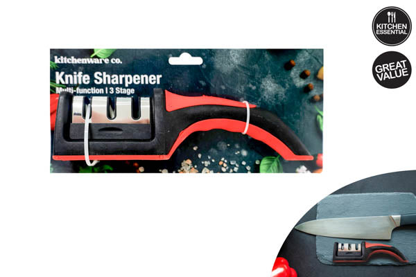MULTI FUNCTION 3 STAGE S/S KNIFE SHARPENER 21X6.5CM