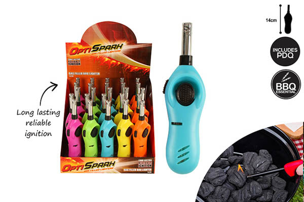 GAS FILLED LIGHTER 14CM REFILLABLE WITH SAFETY LOCK