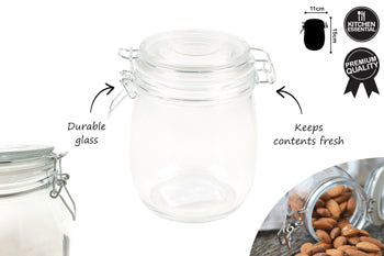 750ML CLIP TOP GLASS JAR 15 X 11 X 11CM