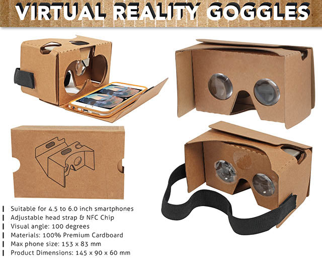 GOOGLE CARDBOARD V2 HEADSET KIT VIRTUAL REALITY BROWN