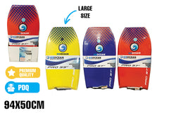 EVA BODY BOARD 37IN WITH STRAP 3 DES CLRS IN PDQ 94X50CM