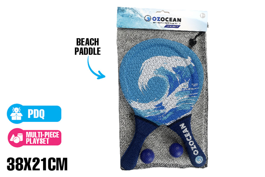 OZ OCEAN NEOPRENE BEACH PADDLE SET 38X21CM 4PCE