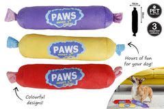 CANDY WITH WRAPPER PLUSH DOG TOY 10X38CM 3 ASST CLRS