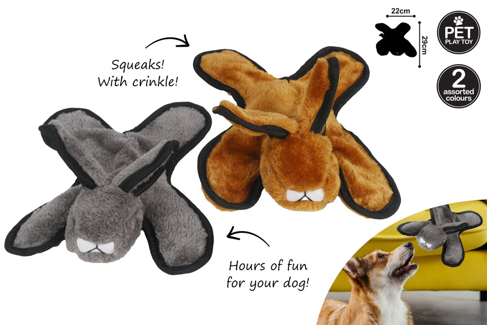 CRAWLING SQUEAKING RABBIT WITH CRINKLE 22X29CM 2 ASST CLRS