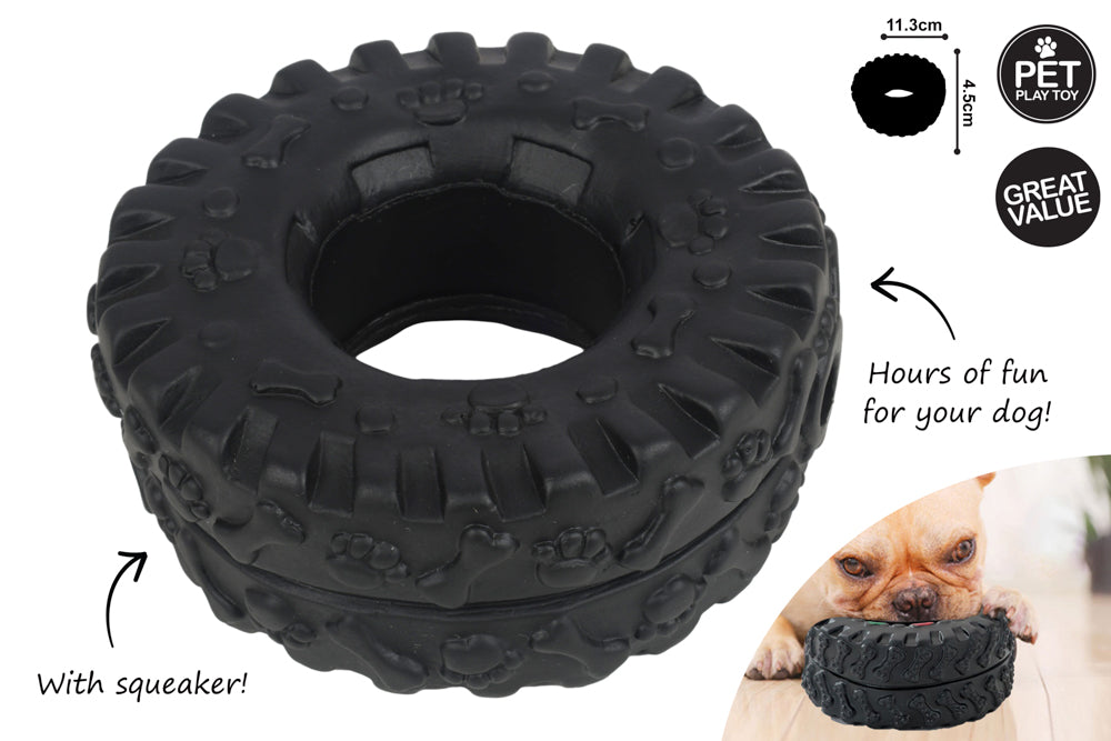 DOG CHEW TYRE 11.3X4.5CM WITH SQUEAKER