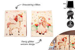 UNICORN GLITTER GIFT BAG 2 ASST DES 24X18X8CM