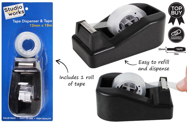 TAPE DISPENSER WITH 2MMX18M ROLL TAPE