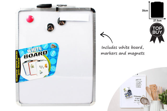 WHITE BOARD MAGNETIC W/MARKER & MAGNET 35X27.5CM