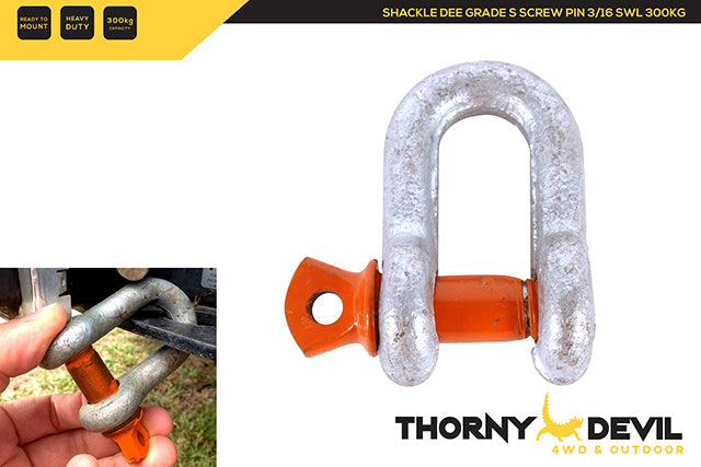 SHACKLE DEE GRADE S SCREW PIN 3/16 SWL 300KG SH103005