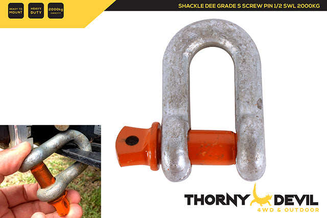 SHACKLE DEE GRADE S SCREW PIN 1/2 SWL 2000KG SH103013