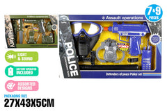 POLICE AND MILITARY SET WLIGHT AND SOUND 7 AND 9PC 2 ASST DES