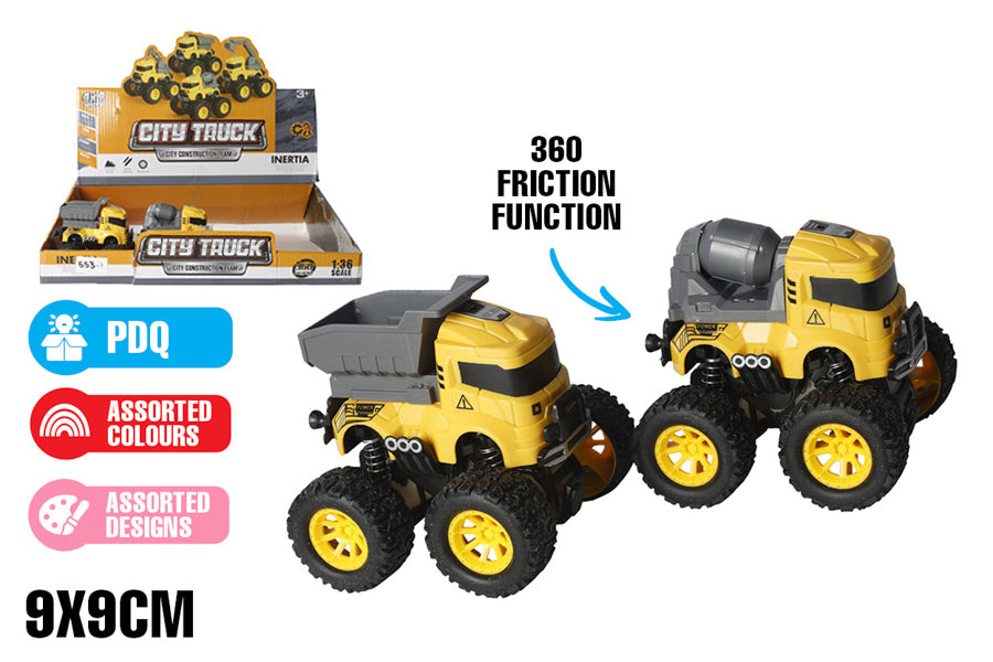 CITY CONSTRCTION 360 FRICTION TRUCK 9X9CM 4 ASST DESIGNS
