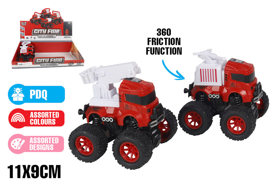 FIRE RESCUE 360 FRICTION TRUCK 11X9CM 4 ASST DESIGNS
