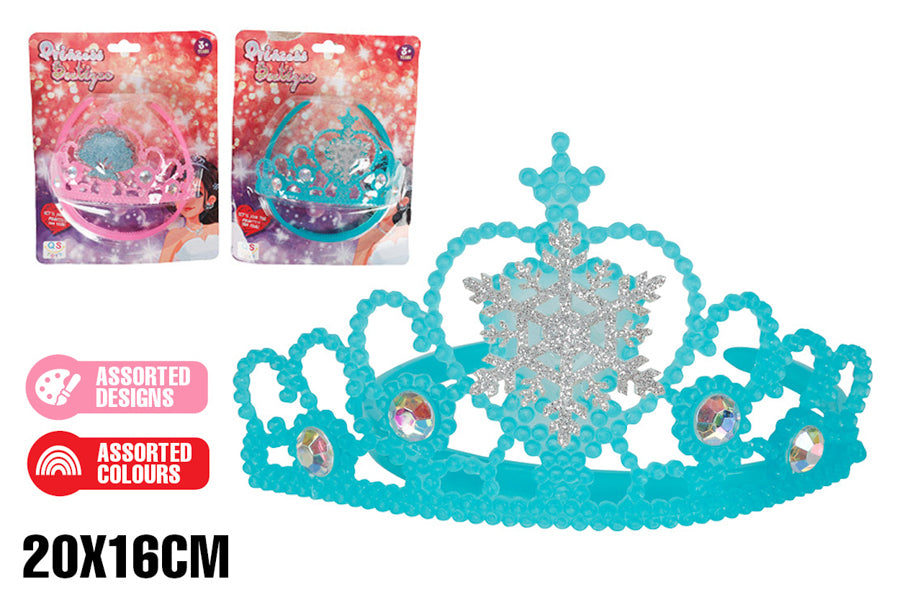 PRINCESS SPARKLING TIARA W JEWELS 3 ASST DES 20X16CM