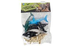 OCEAN WORLD ANIMALS 6PCE ASSORTED IN PVC BAG 24x20CM
