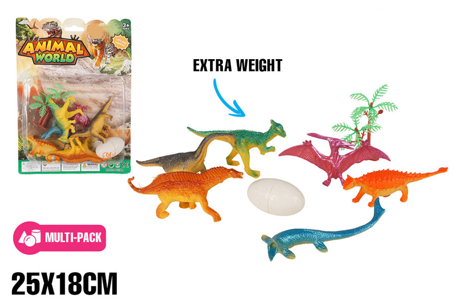 DINOSAUR WORLD ANIMALS 7PCE 25x18CM