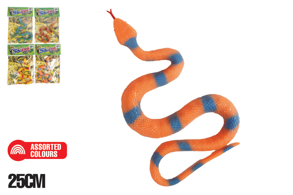 RUBBER SNAKE 4 ASST COLOURS 25CM